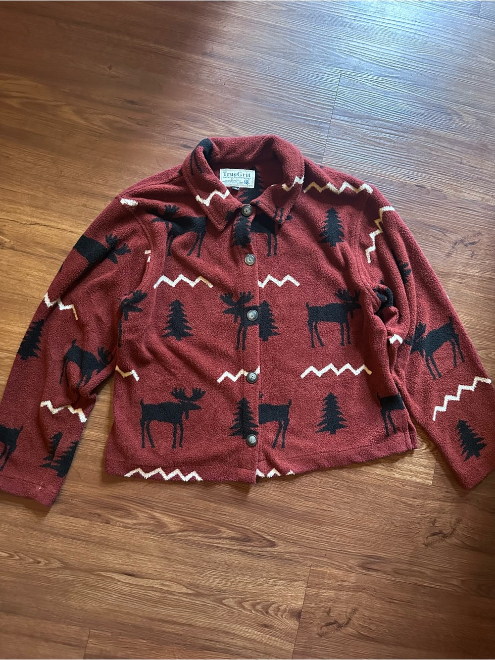 Vintage True Grit Rustic Red brown Jacket with Southwestern Moose Design Unisex